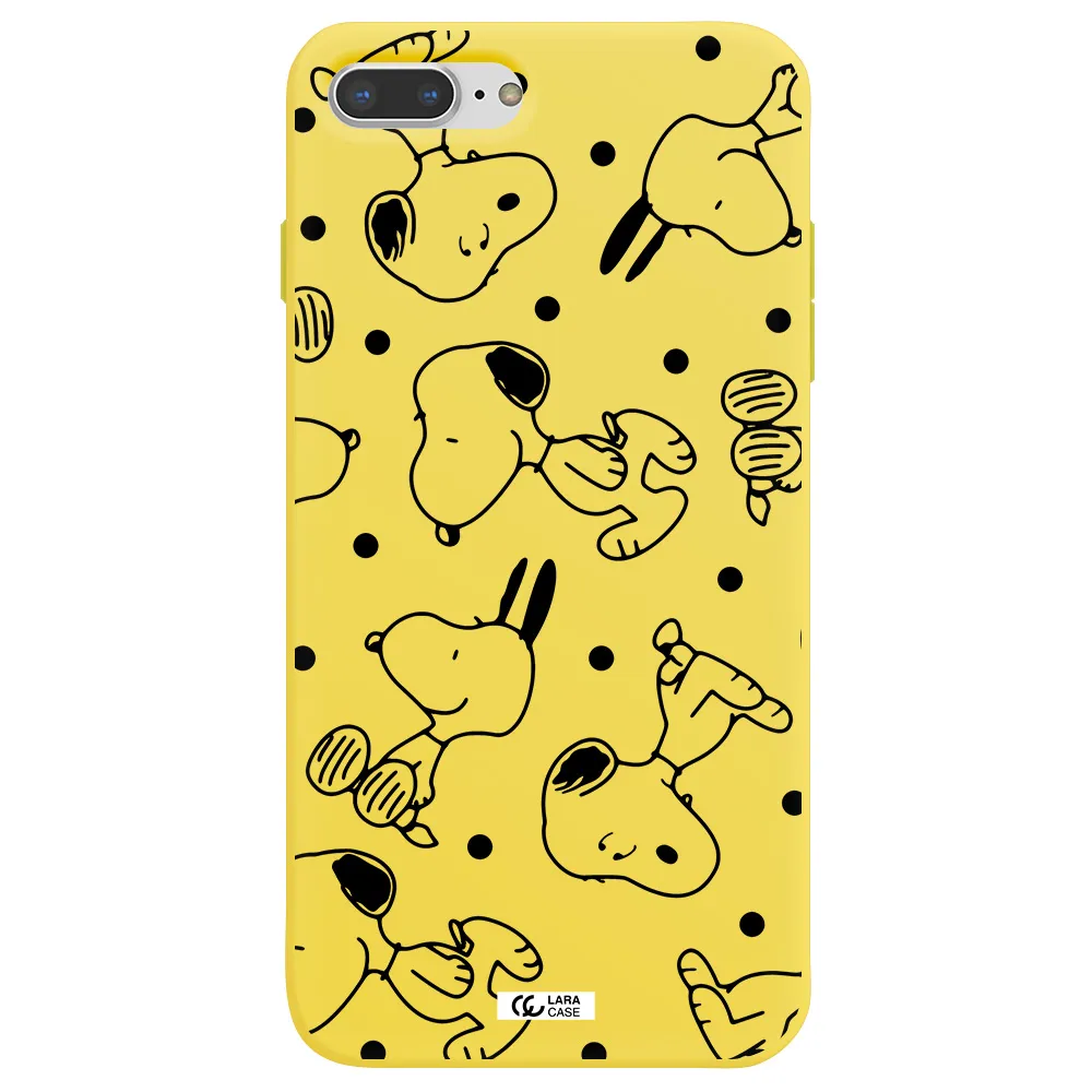 a pattern of cartoon characters Apple iPhone 8 plus Silicone canary yellow Case