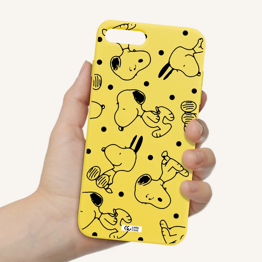 a pattern of cartoon characters Apple iPhone 8 plus Silicone canary yellow Case
