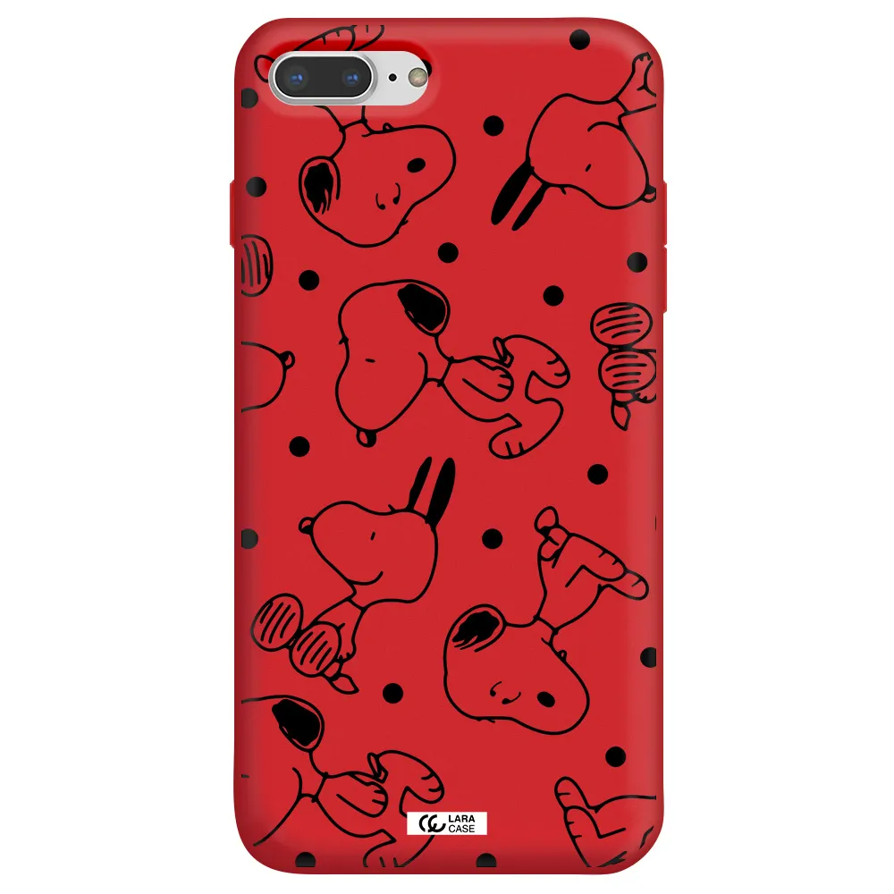 a pattern of cartoon characters Apple iPhone 8 plus Silicone Imperial Red Case