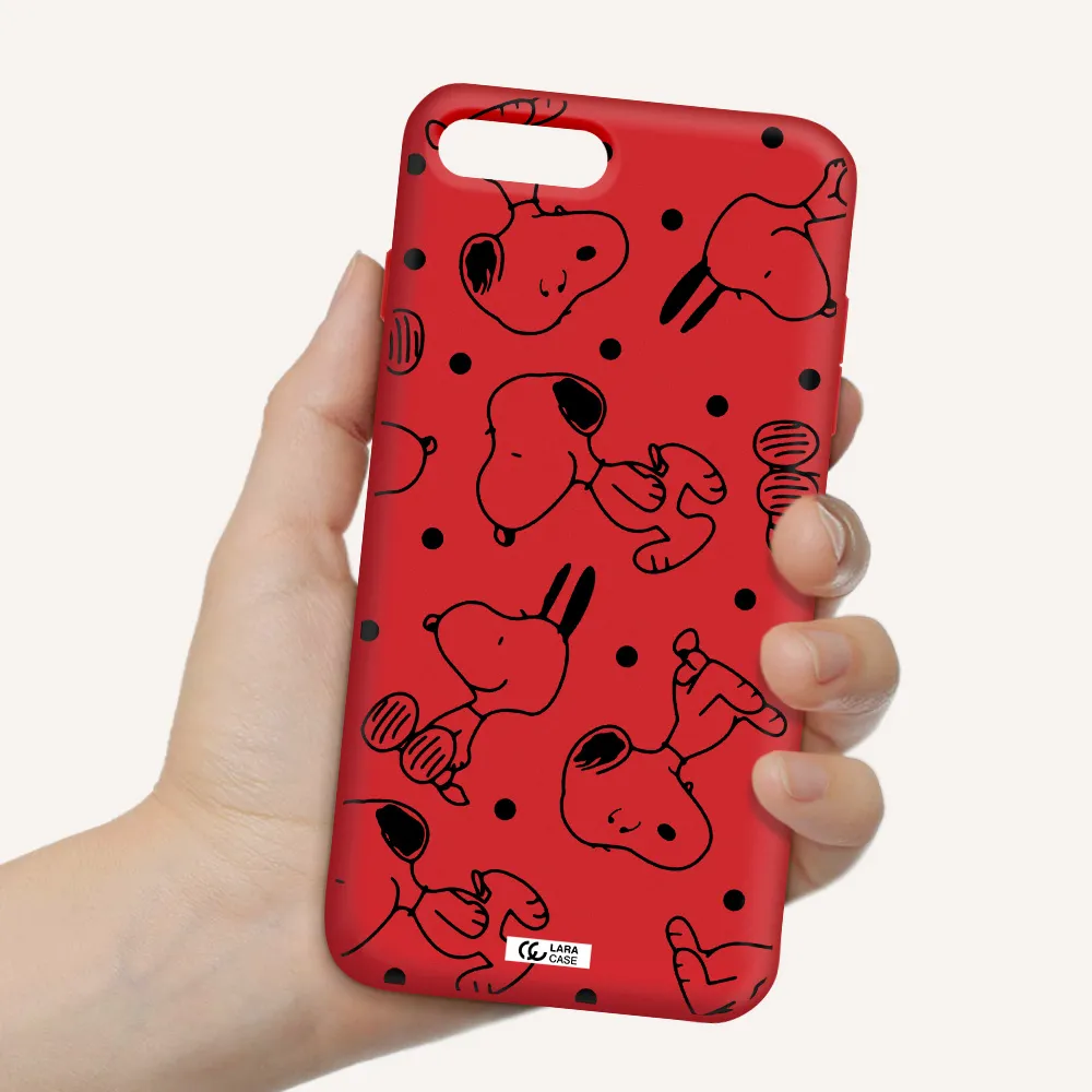 a pattern of cartoon characters Apple iPhone 8 plus Silicone Imperial Red Case
