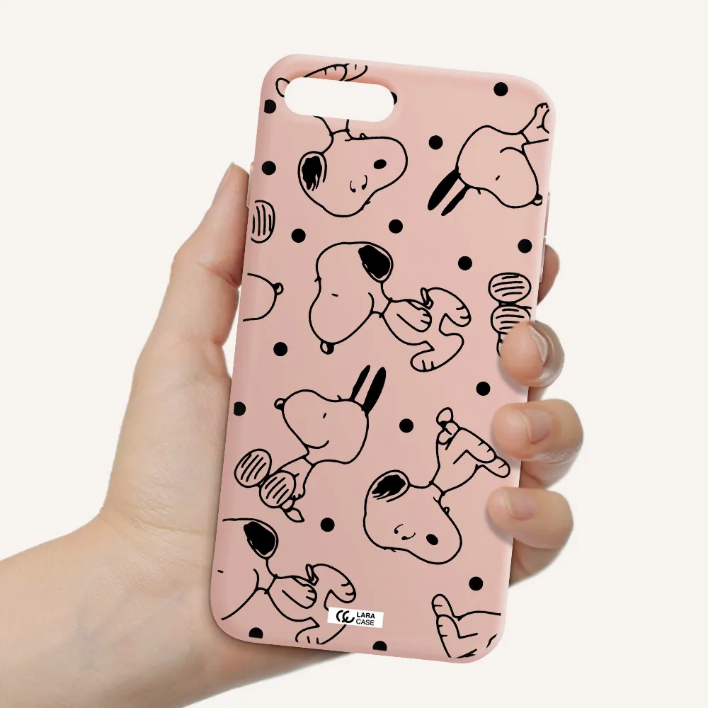 a pattern of cartoon characters Apple iPhone 8 plus Silicone pastel pink Case