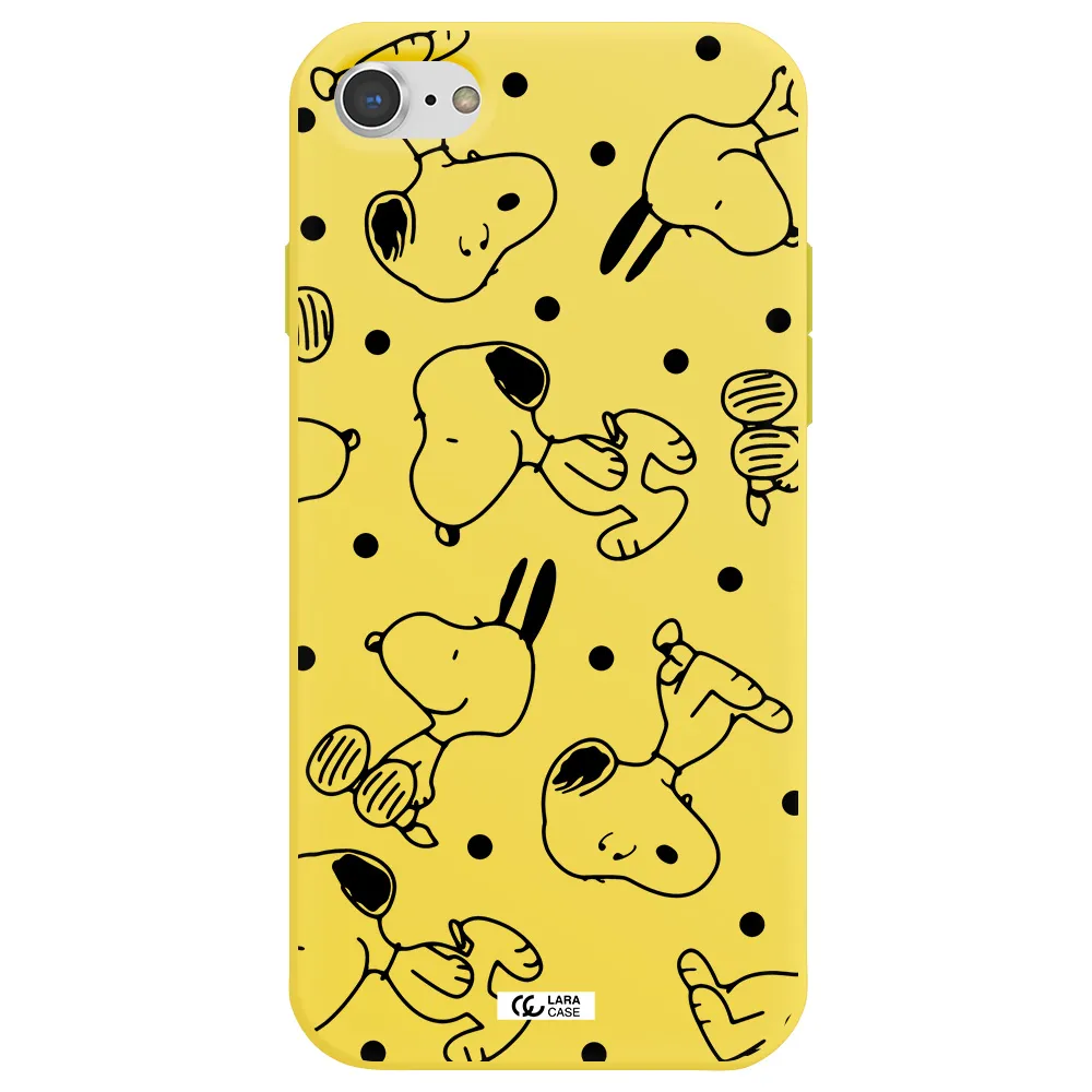 a pattern of cartoon characters Apple iPhone 8 Silicone canary yellow Case