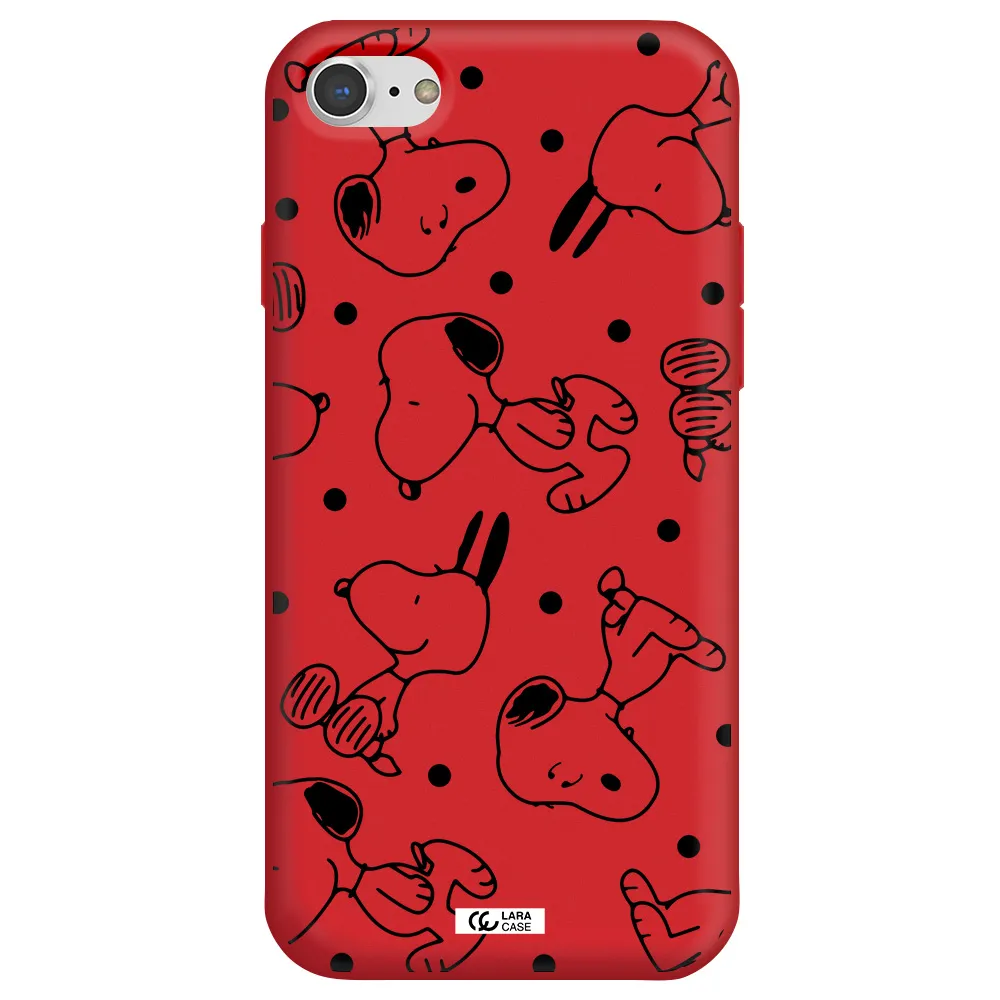 a pattern of cartoon characters Apple iPhone 8 Silicone Imperial Red Case