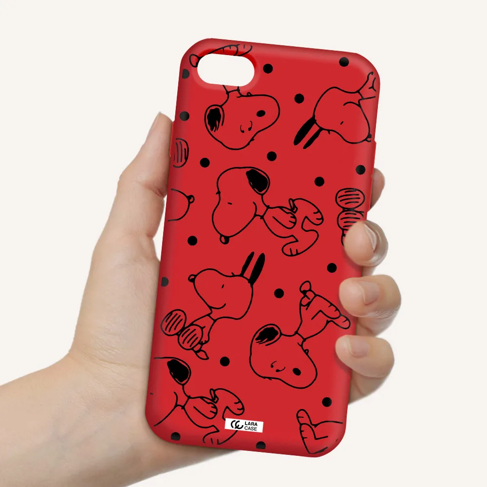 a pattern of cartoon characters Apple iPhone 8 Silicone Imperial Red Case