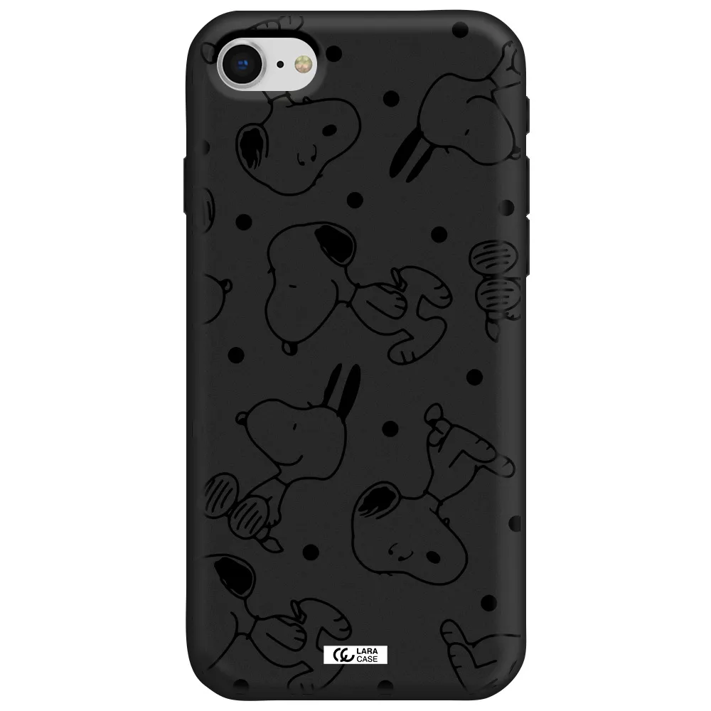 a pattern of cartoon characters Apple iPhone se 2020 Silicone black Case
