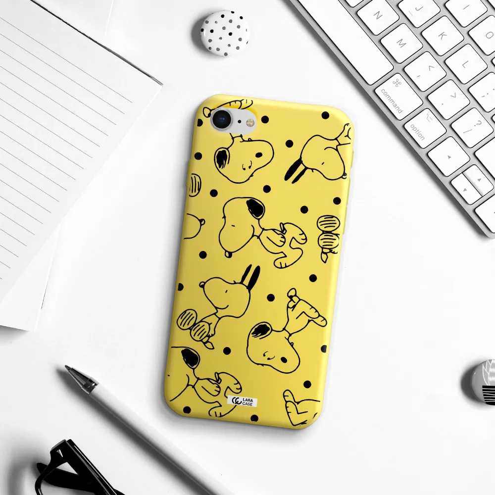 a pattern of cartoon characters Apple iPhone se 2020 Silicone canary yellow Case