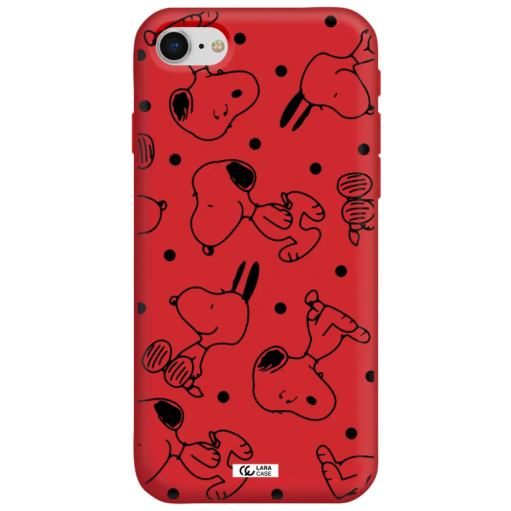 a pattern of cartoon characters Apple iPhone se 2020 Silicone Imperial Red Case