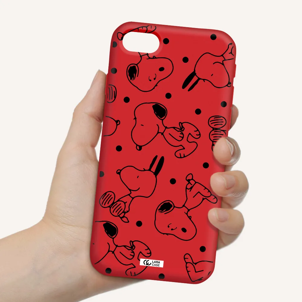 a pattern of cartoon characters Apple iPhone se 2020 Silicone Imperial Red Case
