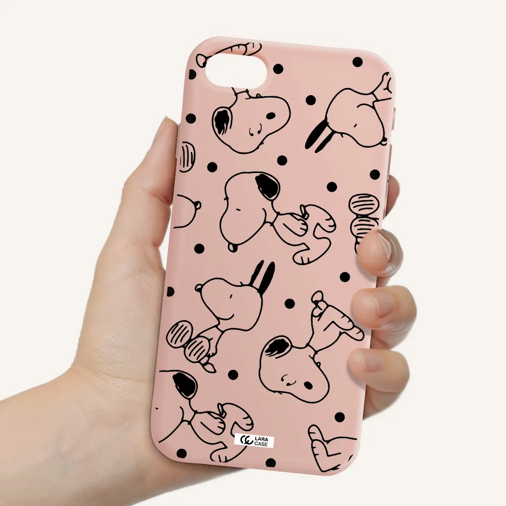 a pattern of cartoon characters Apple iPhone se 2020 Silicone pastel pink Case