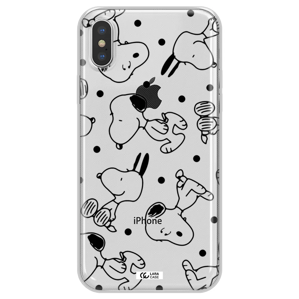 a pattern of cartoon characters Apple iPhone X Clear TPU Case