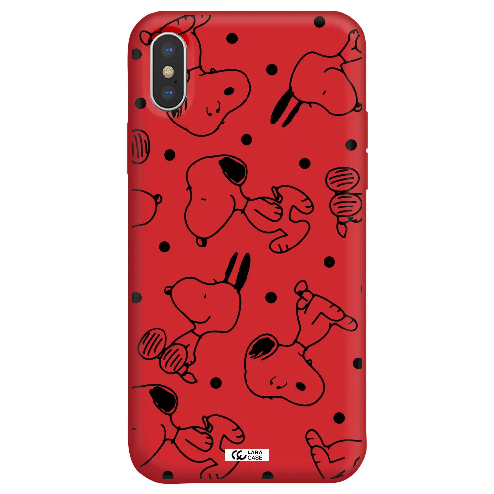 a pattern of cartoon characters Apple iPhone X Silicone Imperial Red Case