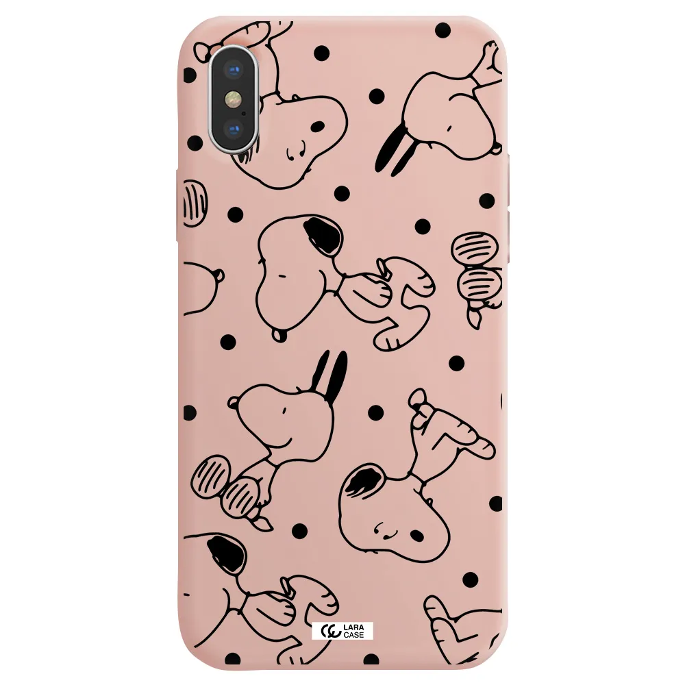 a pattern of cartoon characters Apple iPhone X Silicone pastel pink Case
