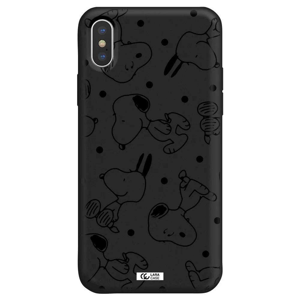 a pattern of cartoon characters Apple iPhone XS Silicone black Case