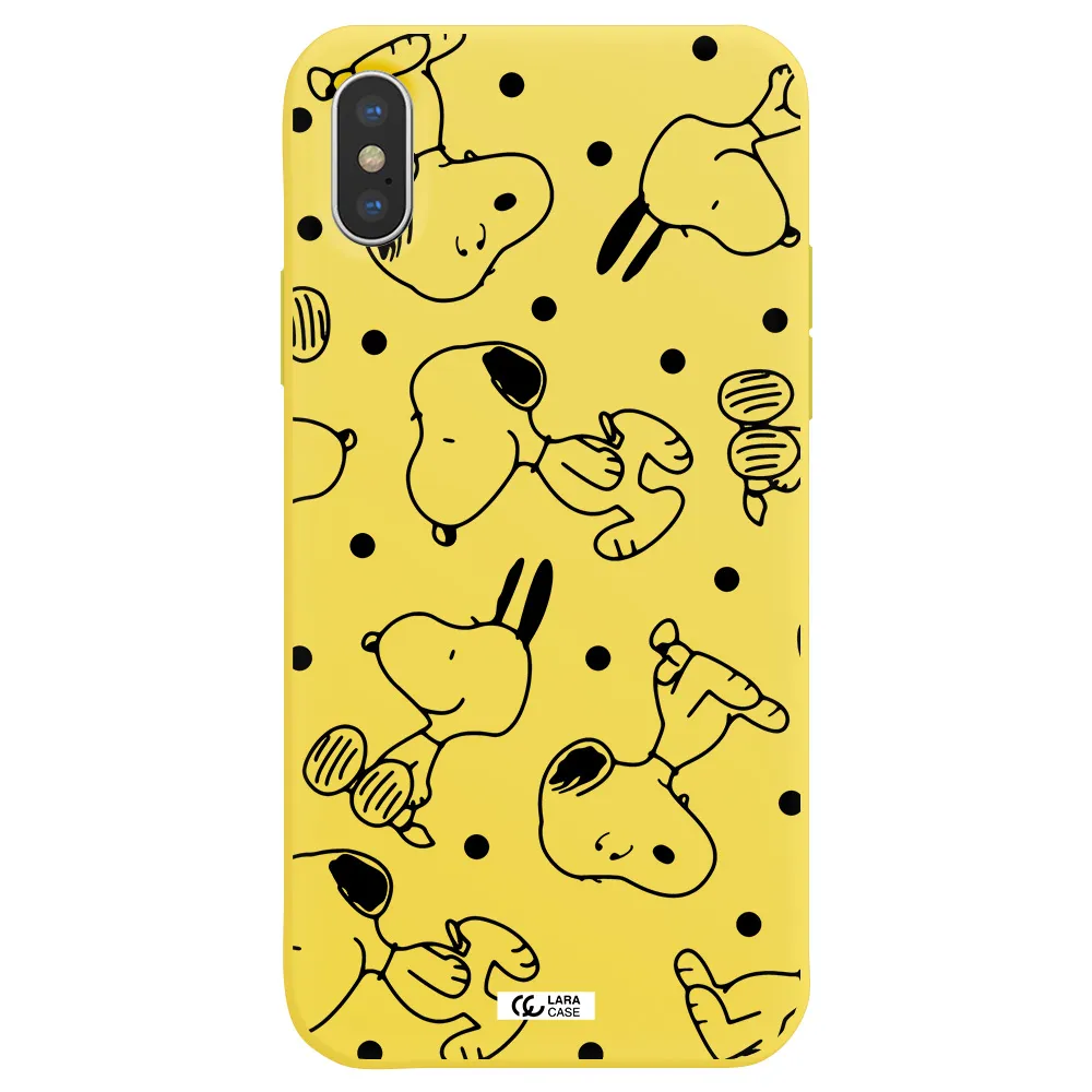 a pattern of cartoon characters Apple iPhone XS Silicone canary yellow Case