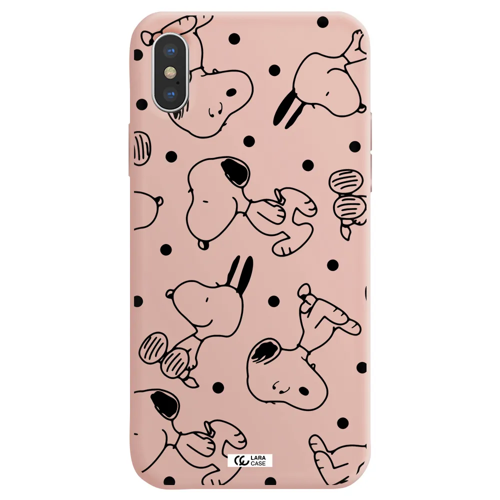 a pattern of cartoon characters Apple iPhone XS Silicone pastel pink Case