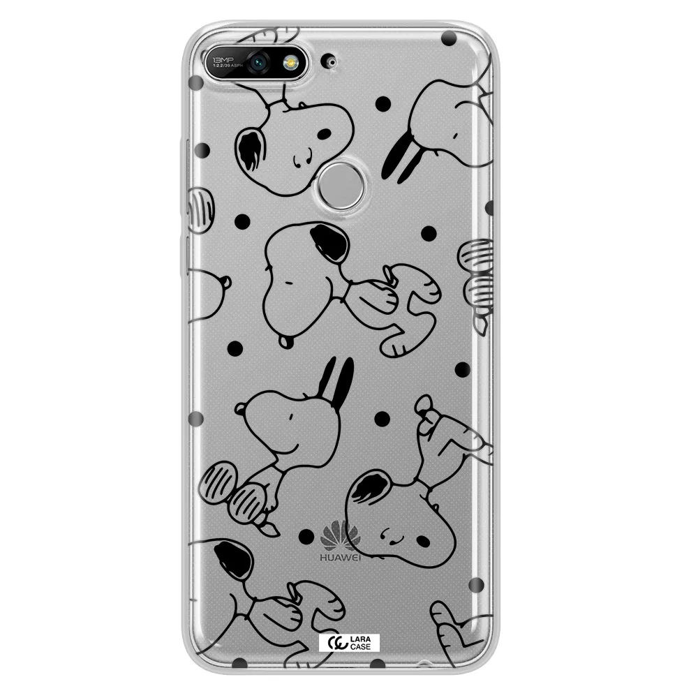 a pattern of cartoon characters Huawei Y7 2018 Clear TPU Case