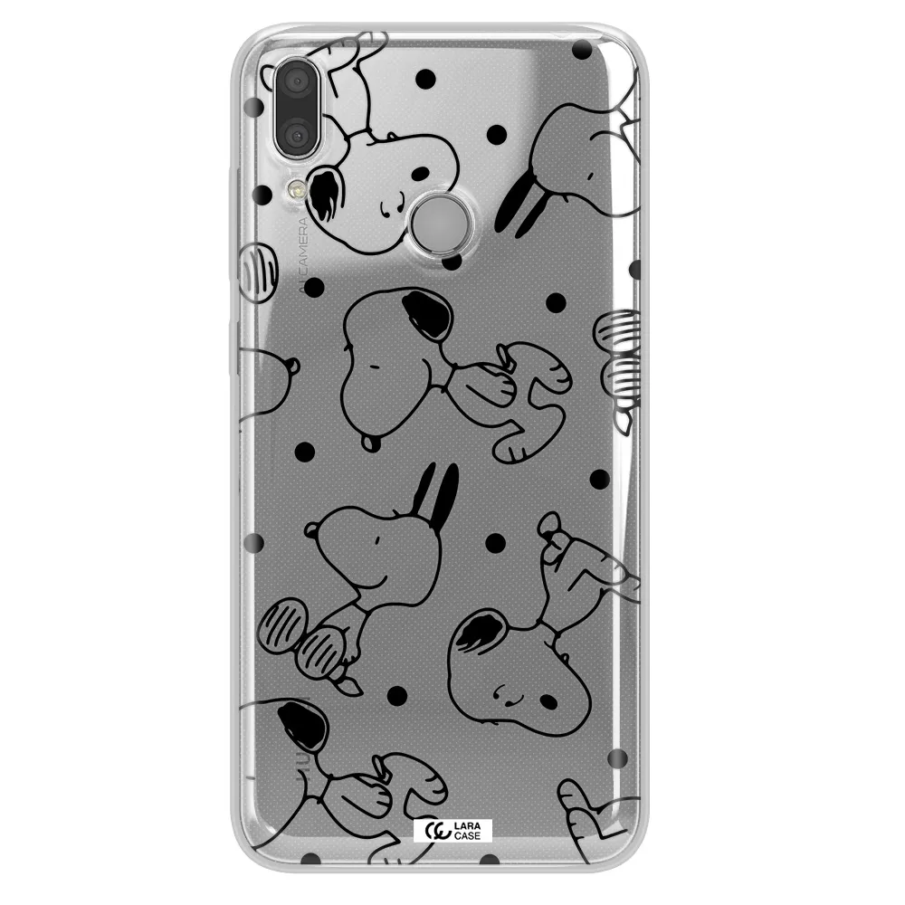 a pattern of cartoon characters Huawei Y7 2019 Clear TPU Case