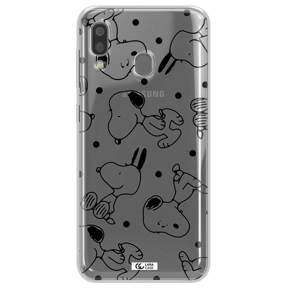 a pattern of cartoon characters Samsung A20 Clear TPU Case