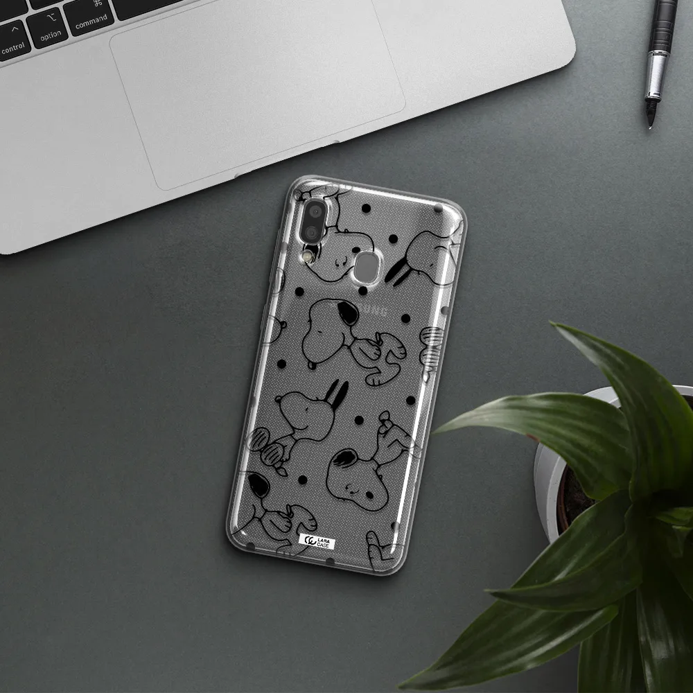 a pattern of cartoon characters Samsung A20 Clear TPU Case