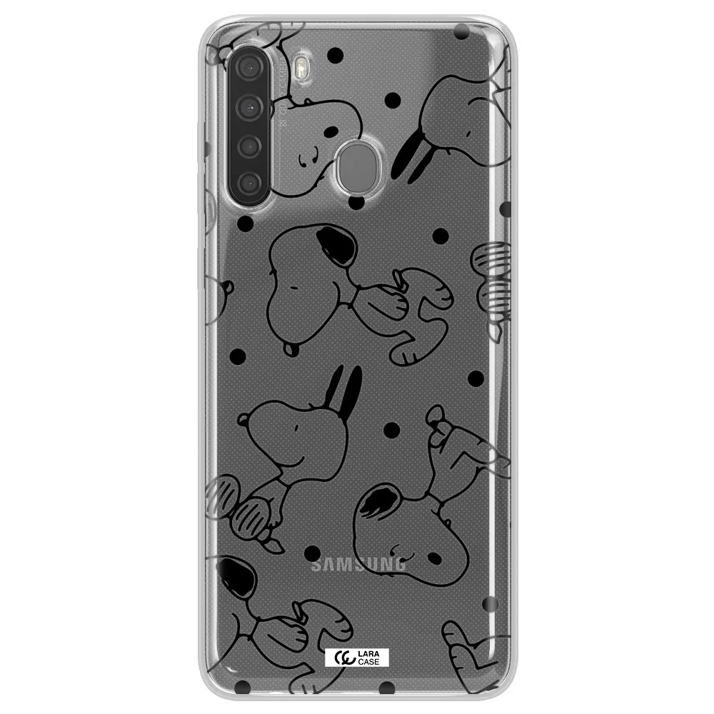 a pattern of cartoon characters Samsung A21 Clear TPU Case