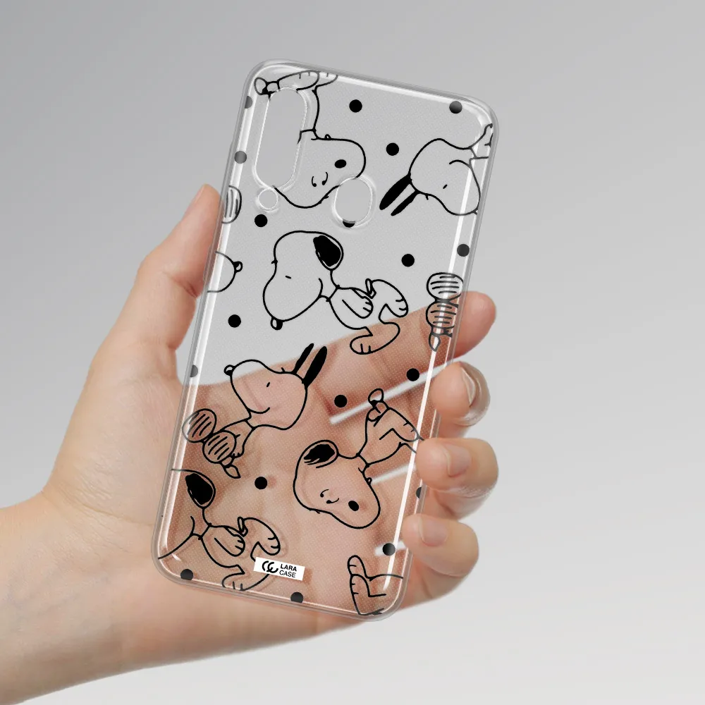a pattern of cartoon characters Samsung A60 Clear TPU Case