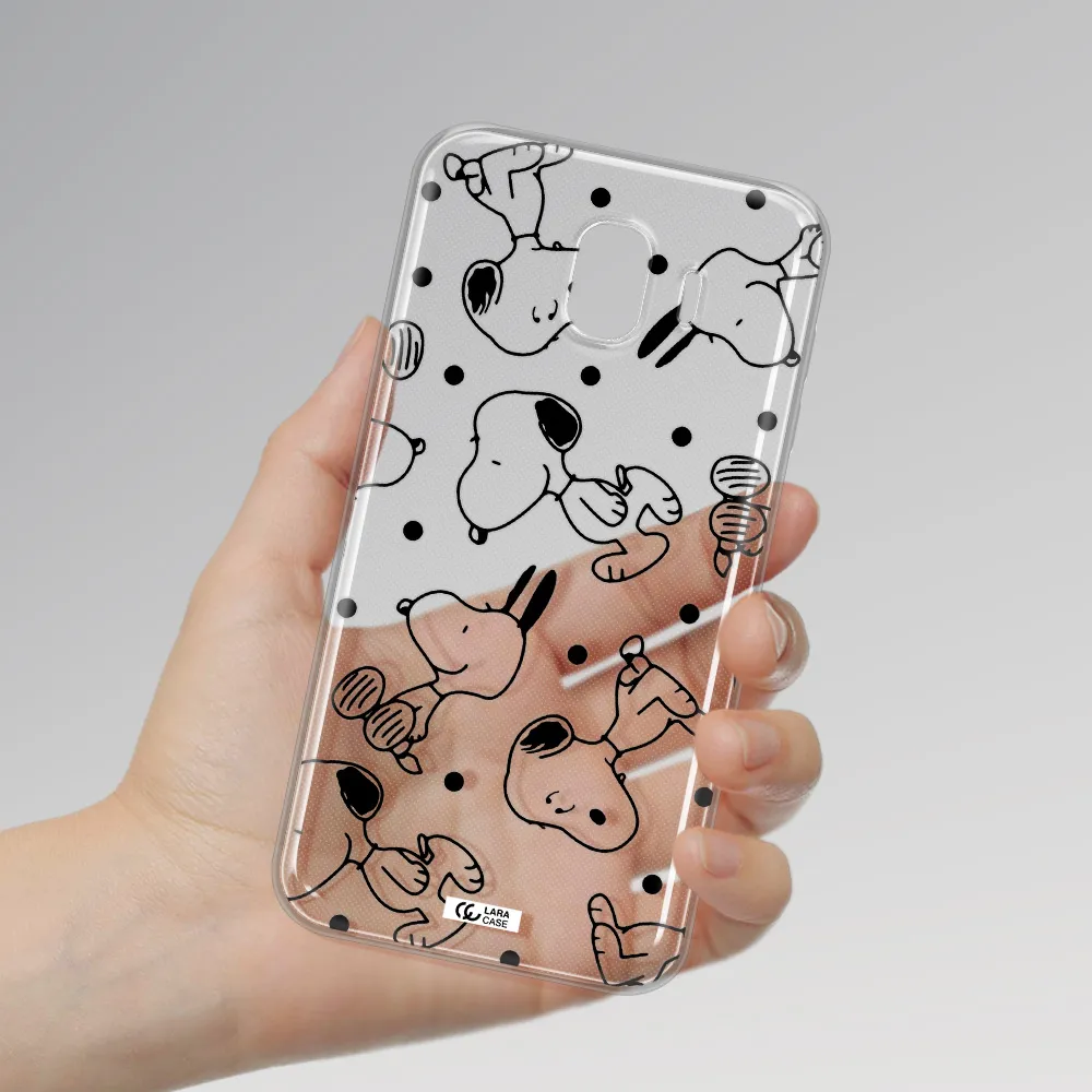 a pattern of cartoon characters Samsung J4 Clear TPU Case