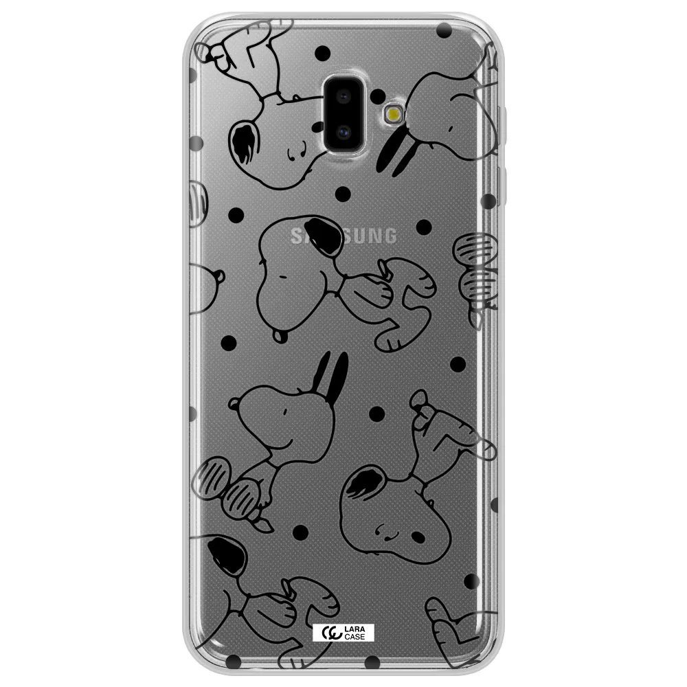 a pattern of cartoon characters Samsung J6 Plus Clear TPU Case