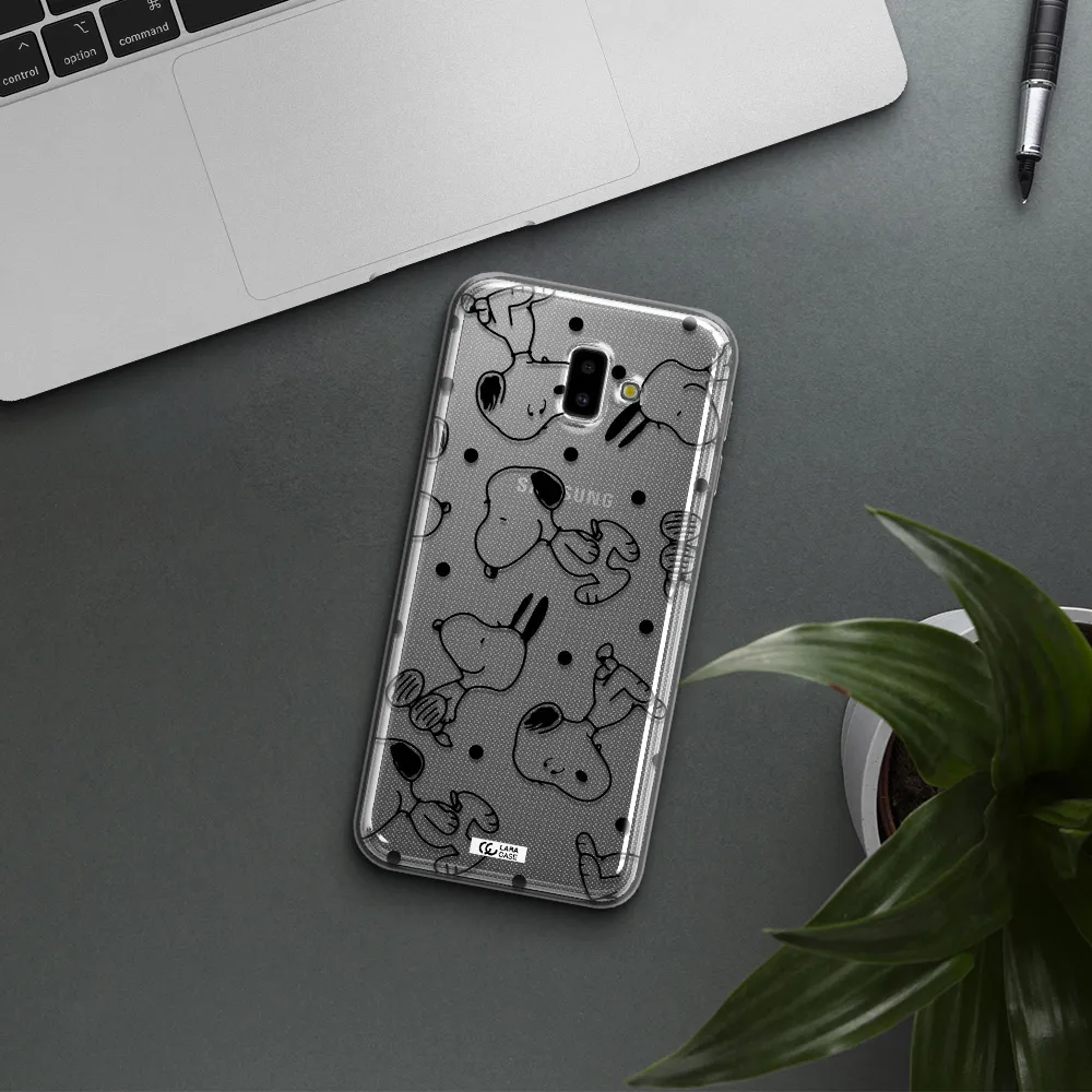 a pattern of cartoon characters Samsung J6 Plus Clear TPU Case