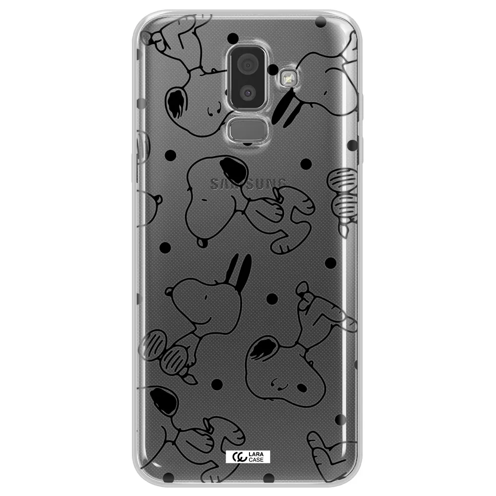 a pattern of cartoon characters Samsung J8 Clear TPU Case
