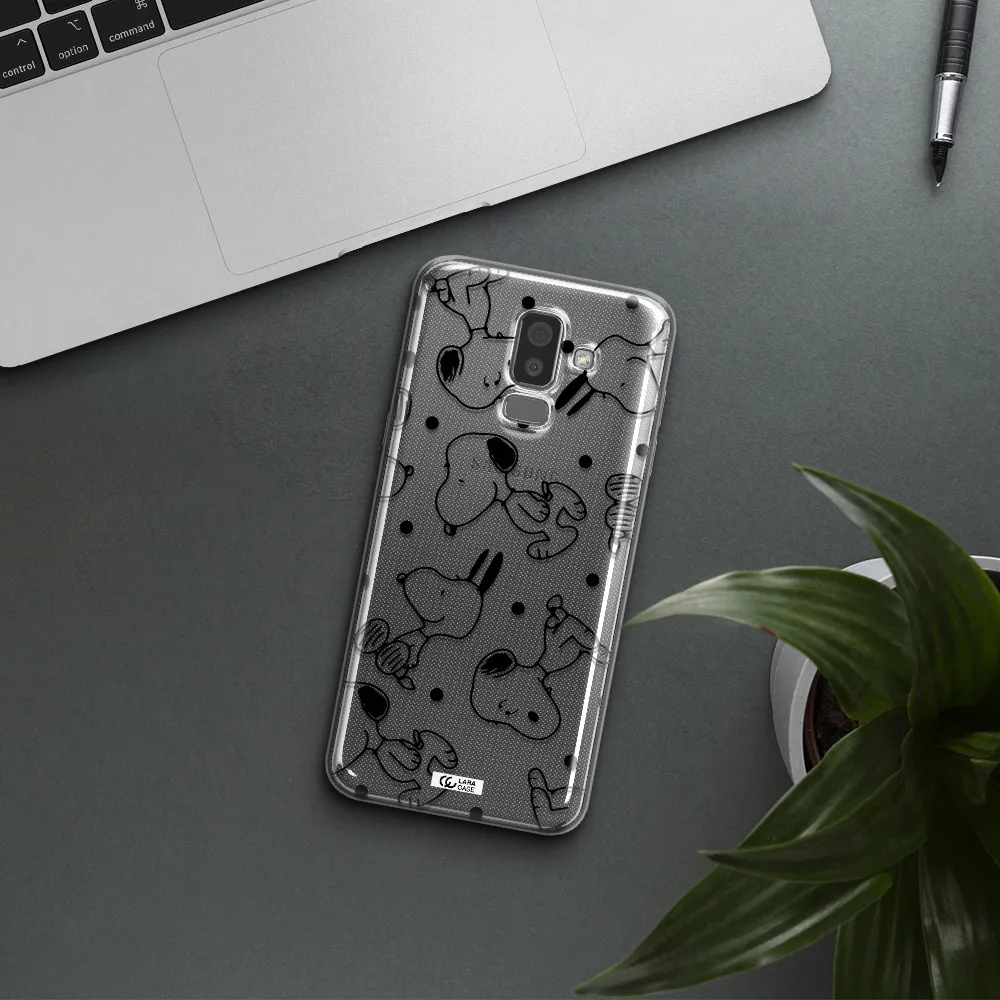 a pattern of cartoon characters Samsung J8 Clear TPU Case