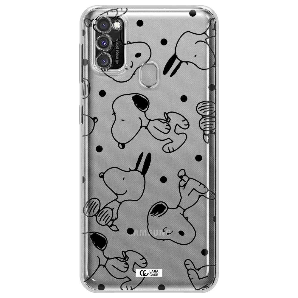 a pattern of cartoon characters Samsung M30S Clear TPU Case