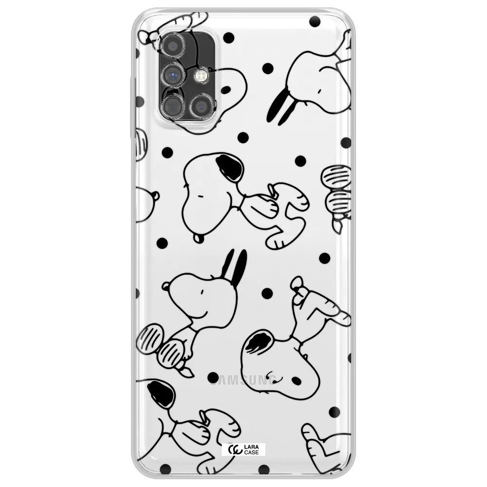 a pattern of cartoon characters Samsung M31S Clear TPU Case