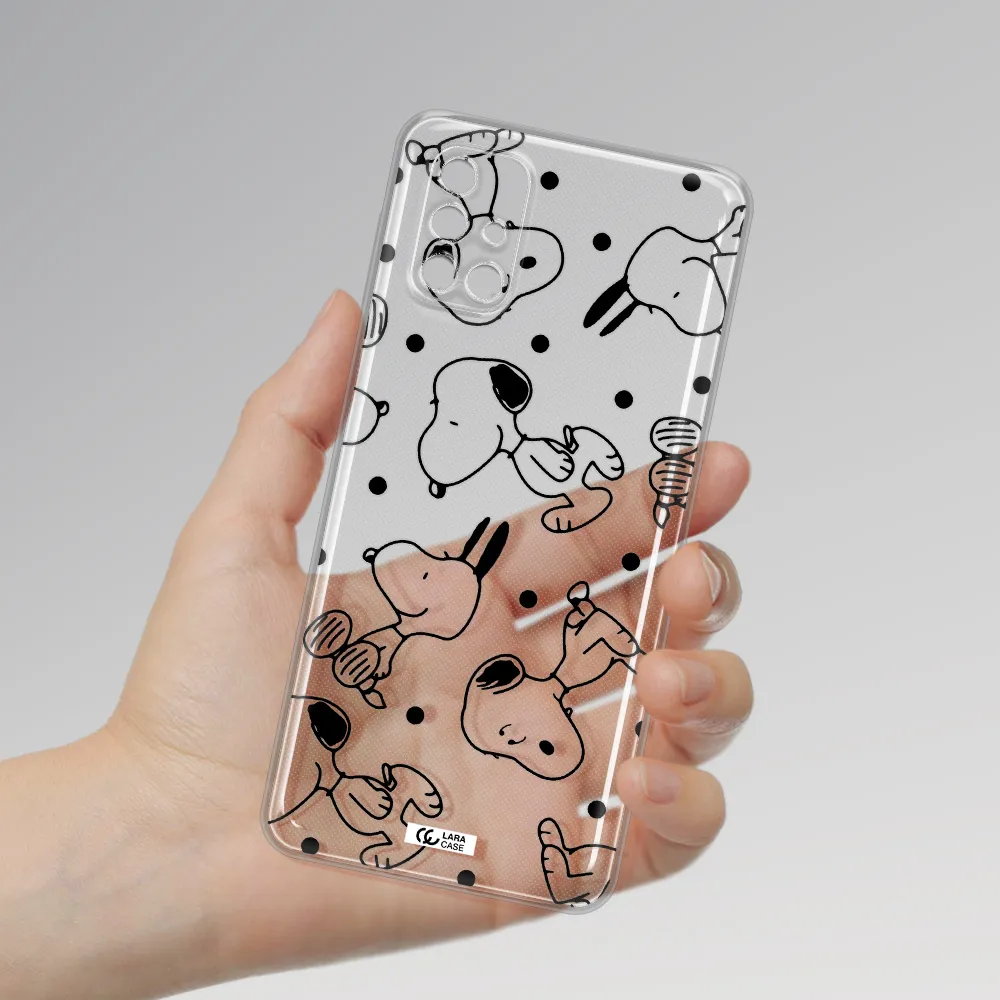 a pattern of cartoon characters Samsung M31S Clear TPU Case
