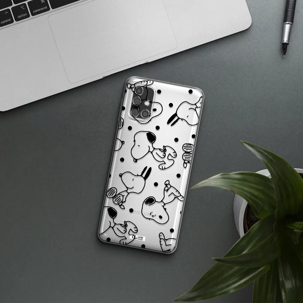 a pattern of cartoon characters Samsung M31S Clear TPU Case