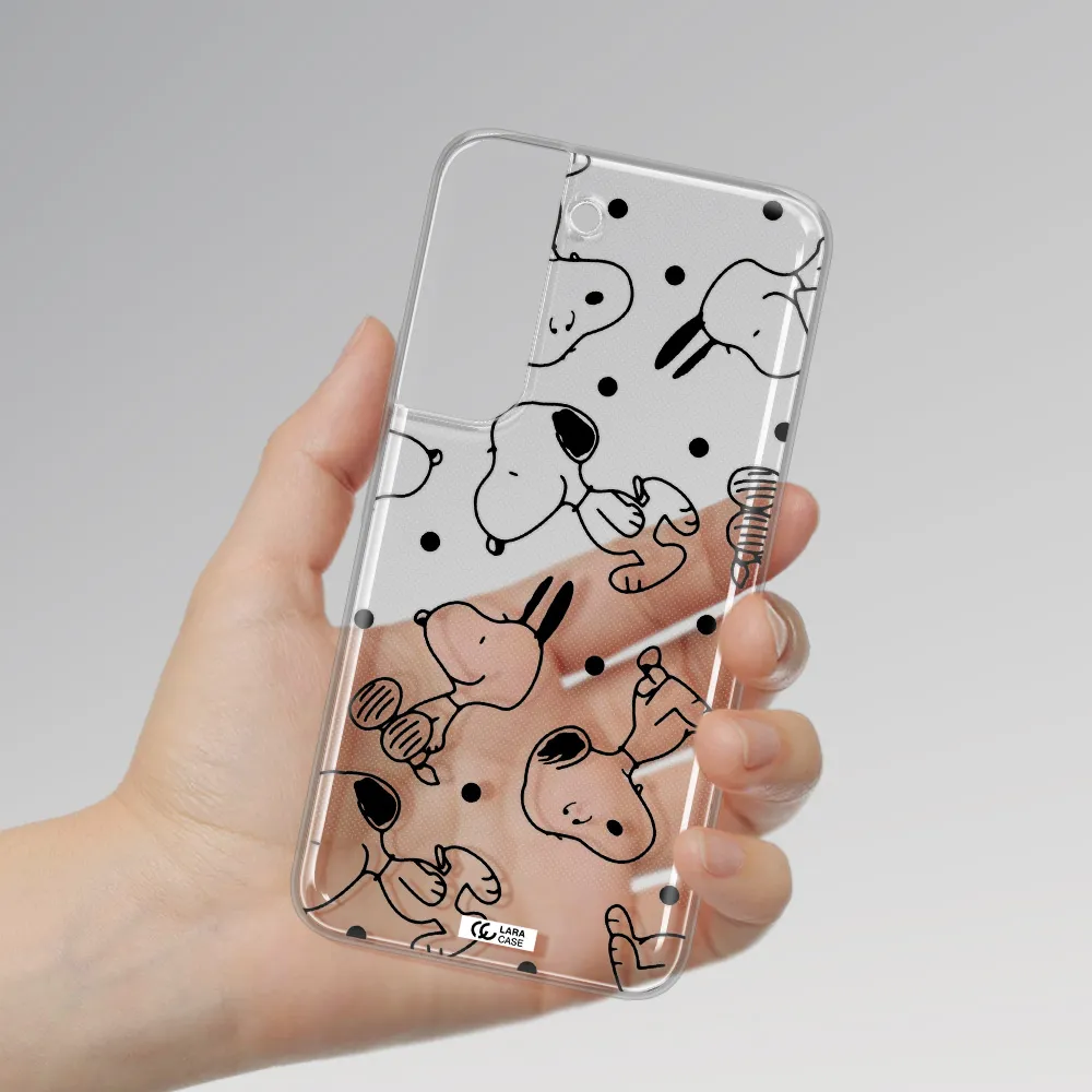 a pattern of cartoon characters Samsung S 22 Plus Clear TPU Case