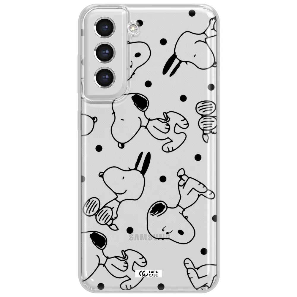 A Pattern Of Cartoon Characters Samsung S21 Fe Clear Tpu Case