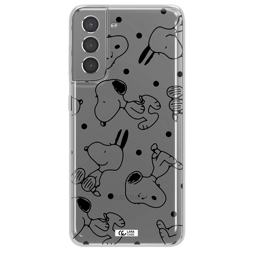 a pattern of cartoon characters Samsung S21 Plus Clear TPU Case