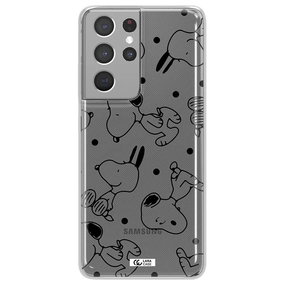 a pattern of cartoon characters Samsung S21 Ultra Clear TPU Case