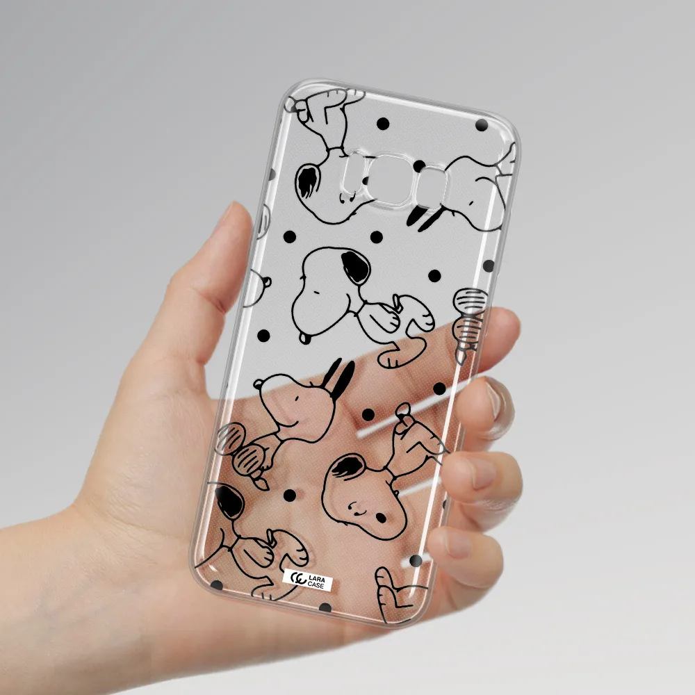 a pattern of cartoon characters Samsung S8 Plus Clear TPU Case
