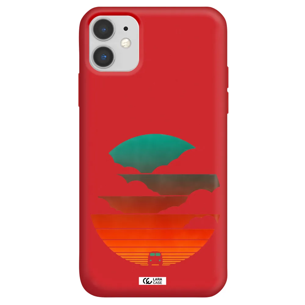 a logo of a boat Apple iPhone 11 Silicone Imperial Red Case