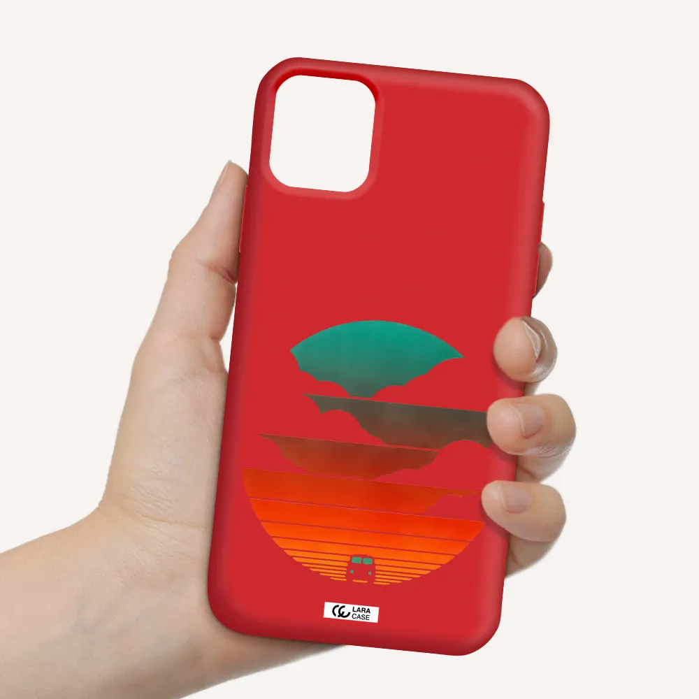 a logo of a boat Apple iPhone 11 Silicone Imperial Red Case