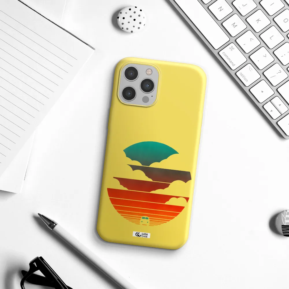 a logo of a boat Apple iPhone 12 pro Silicone canary yellow Case