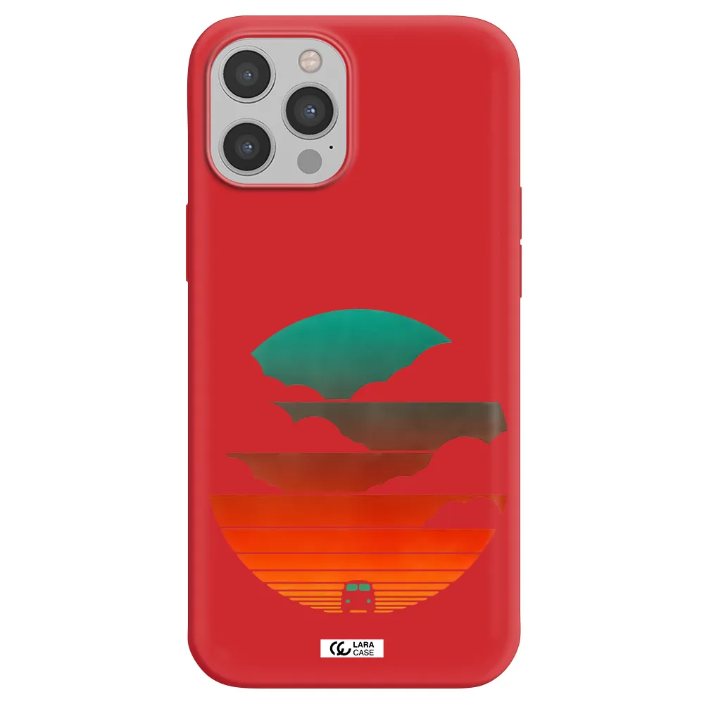 a logo of a boat Apple iPhone 12 pro Silicone Imperial Red Case