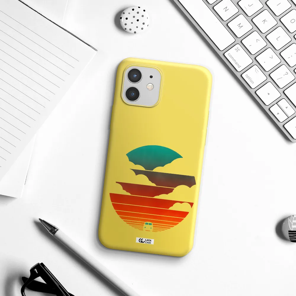 a logo of a boat Apple iPhone 12 Silicone canary yellow Case