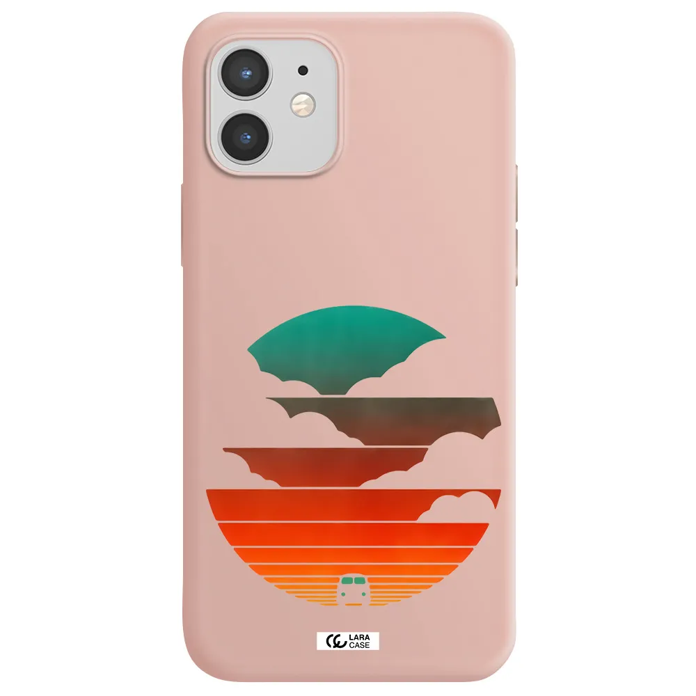 a logo of a boat Apple iPhone 12 Silicone pastel pink Case