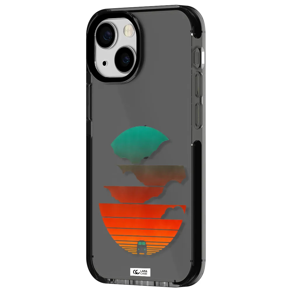 a logo of a boat Apple iPhone 13 mini impact Smoke Black Case