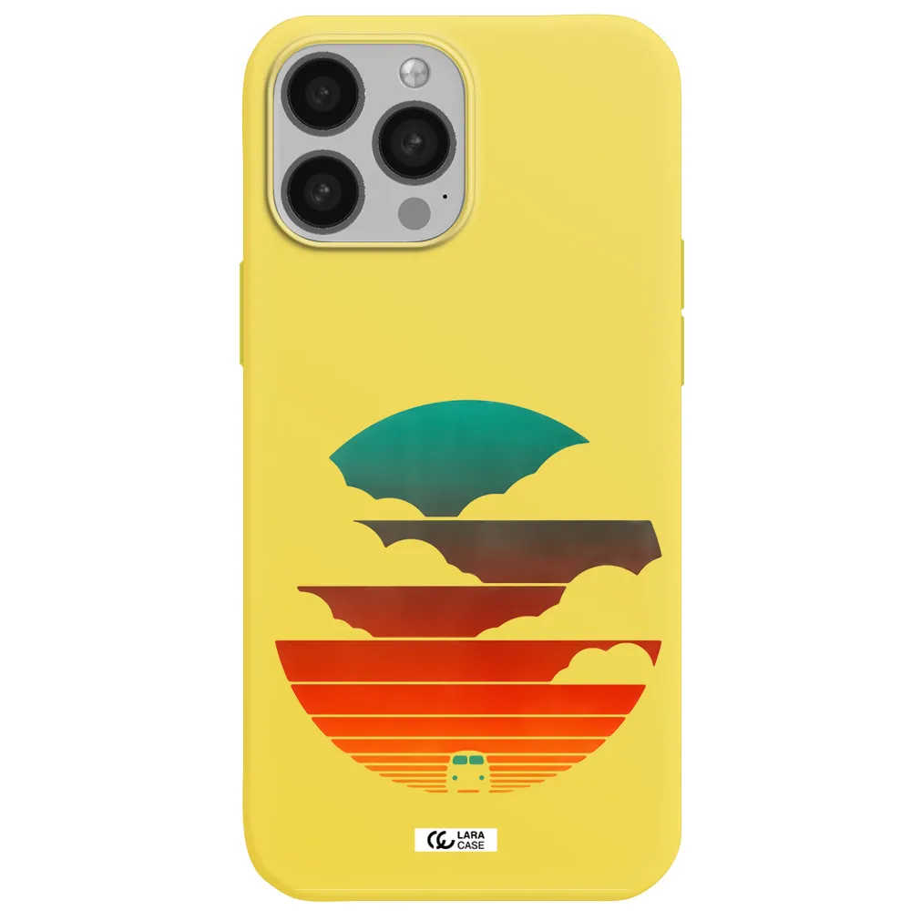 a logo of a boat Apple iPhone 13 Pro Max Silicone canary yellow Case