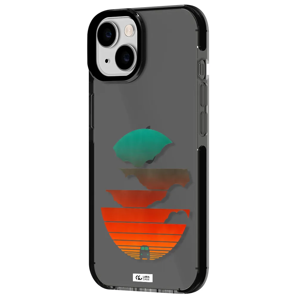 a logo of a boat Apple iPhone 14 impact Smoke Black Case