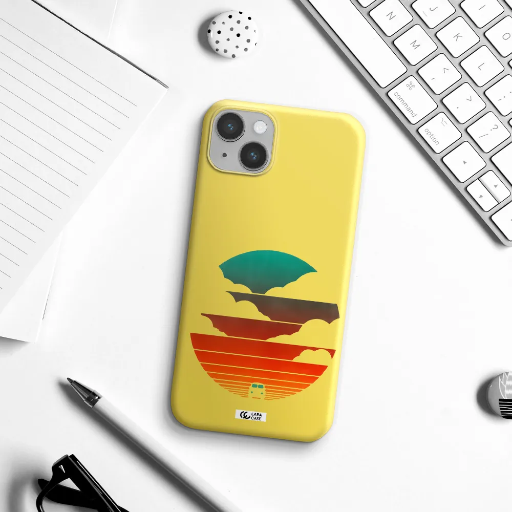 a logo of a boat Apple iPhone 14 plus Silicone canary yellow Case