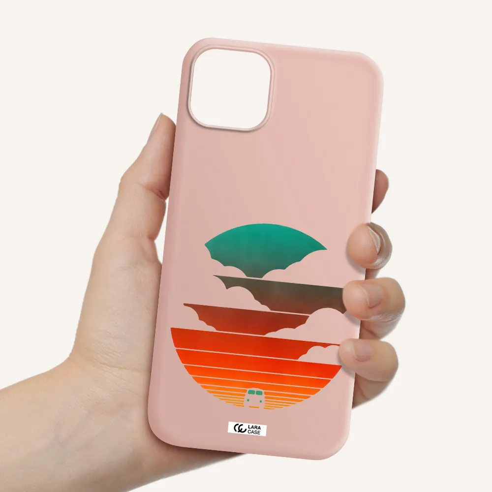 a logo of a boat Apple iPhone 14 plus Silicone pastel pink Case